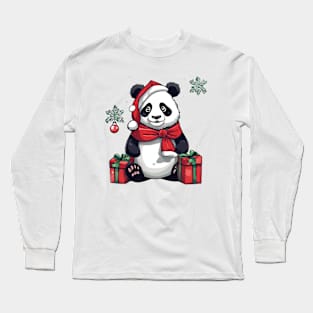 cute panda santa Long Sleeve T-Shirt